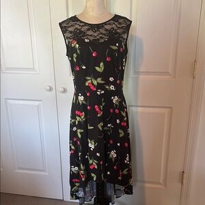 Chic Black Cherry and Floral High-Low Dress